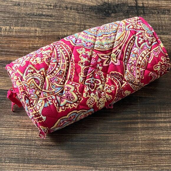 Raymond Waites Jewelry Roll Case Travel Organizer in Pinkish/Red Paisley Print - Picture 2 of 10